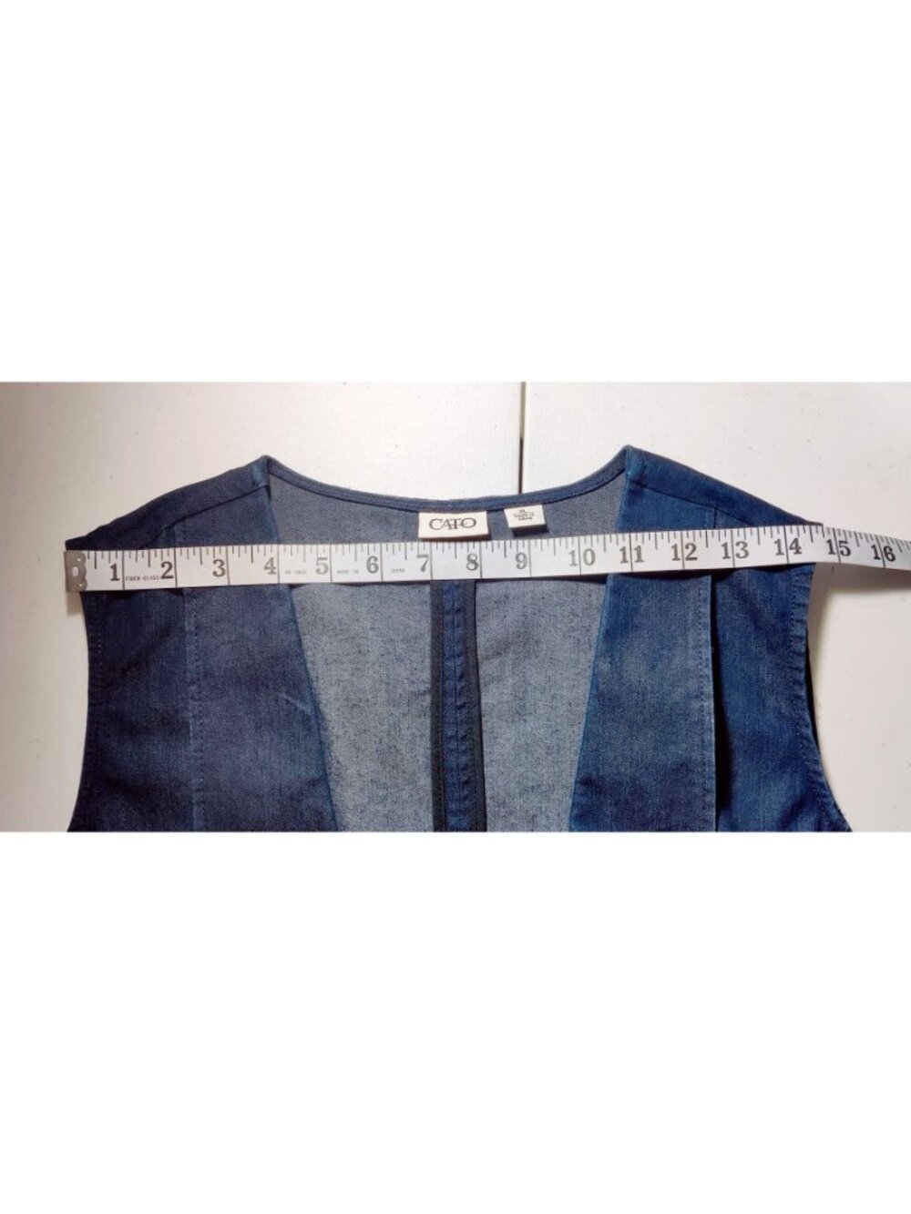 Blue Denim Vest XL CATO Waistcoat Gilet Deep V-Neck Western 3 Button ShawlCollar - Picture 13 of 15